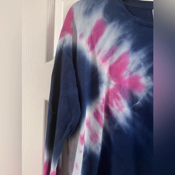 Sundry Anthropologie Navy Blue Pink Tie Dye Crewneck Sweatshirt Sweater Size 1 - Picture 4 of 7